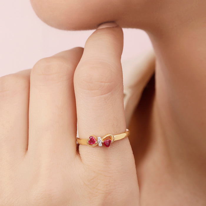 Infinity Heart CZ Gold Plated 925 Sterling Silver Ring