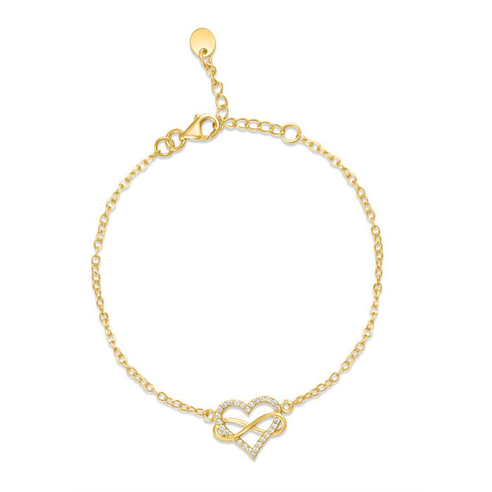 Infinity Heart Gold Plated 925 Sterling Silver Bracelet