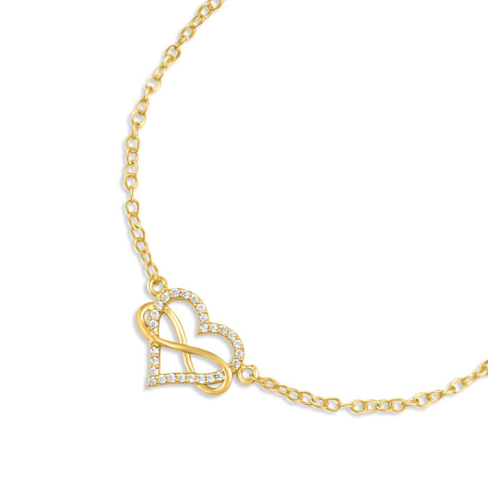 Infinity Heart Gold Plated 925 Sterling Silver Bracelet