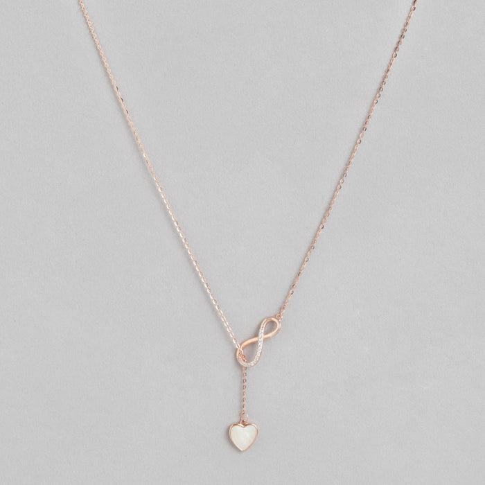 Infinity Heart Rose Gold Plated 925 Sterling Silver Drop Necklace