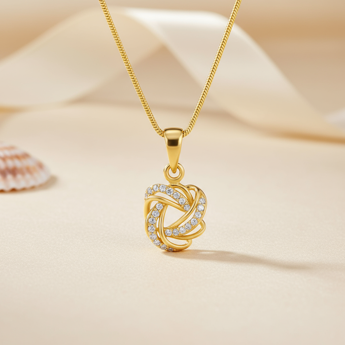Infinity Loop Gold Plated 925 Sterling Silver Pendant with Snake Chain