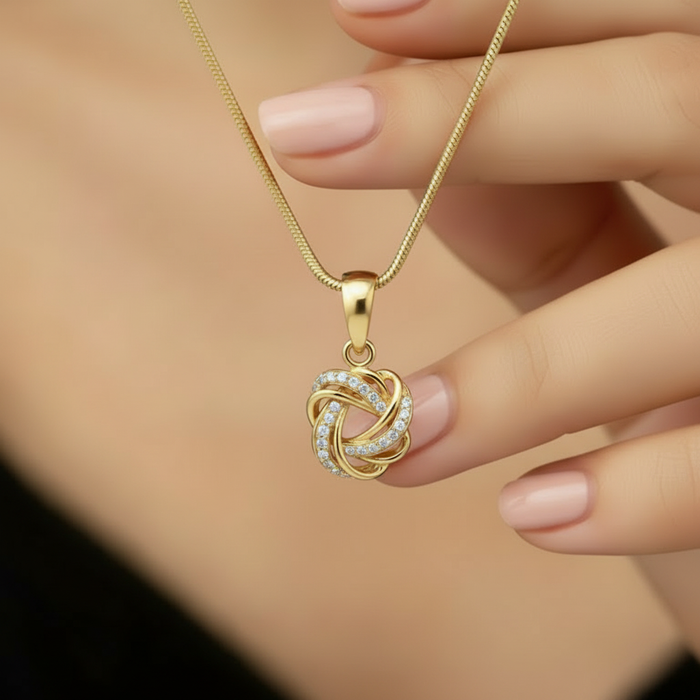Infinity Loop Gold Plated 925 Sterling Silver Pendant with Snake Chain