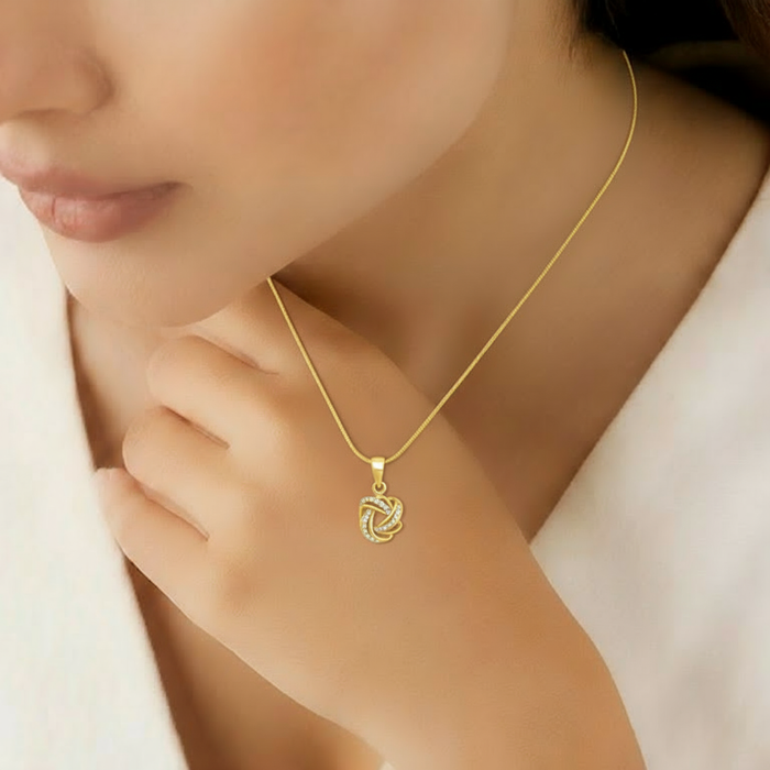 Infinity Loop Gold Plated 925 Sterling Silver Pendant with Snake Chain