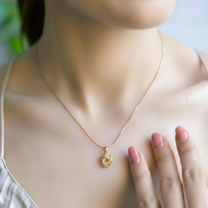 Infinity Loop Gold Plated 925 Sterling Silver Pendant with Snake Chain