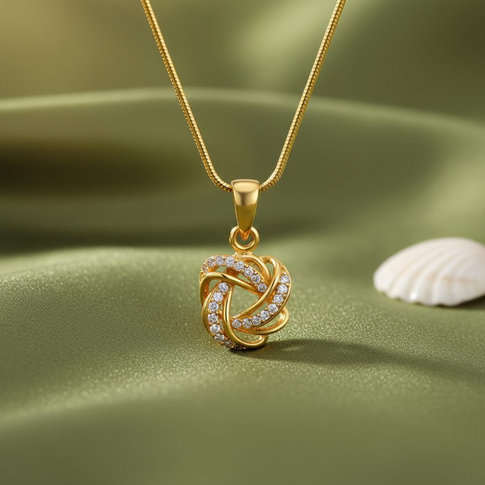 Infinity Loop Gold Plated 925 Sterling Silver Pendant with Snake Chain