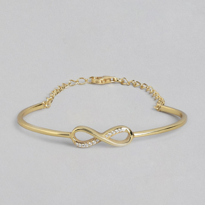 Infinity Love Luster CZ 925 Sterling Silver Gold Plated Bracelet
