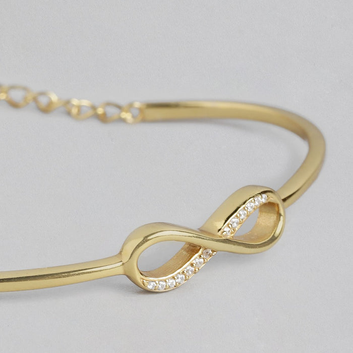 Infinity Love Luster CZ 925 Sterling Silver Gold Plated Bracelet
