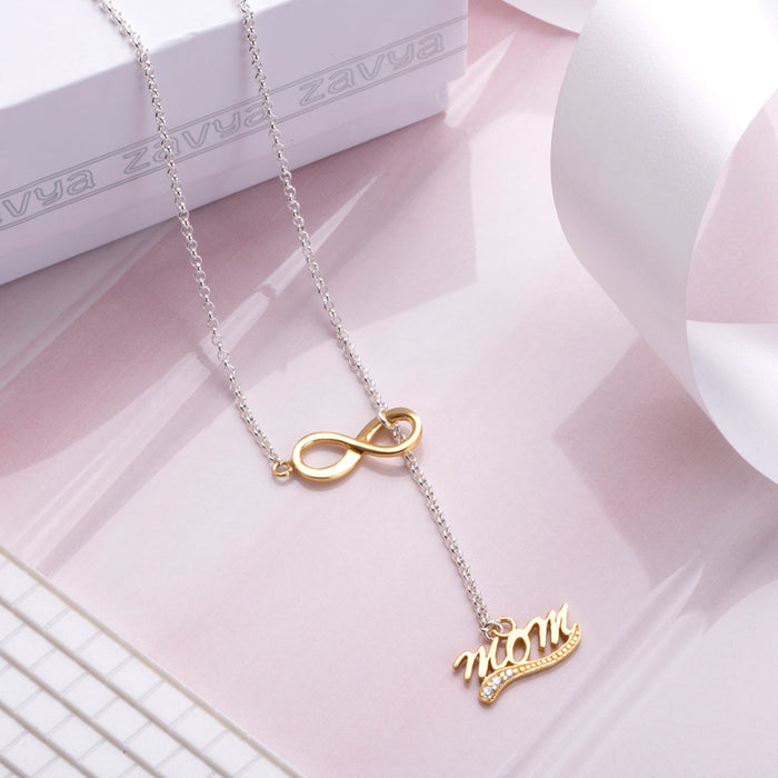 Infinity-MOM Rhodium Plated 925 Sterling Silver Necklace
