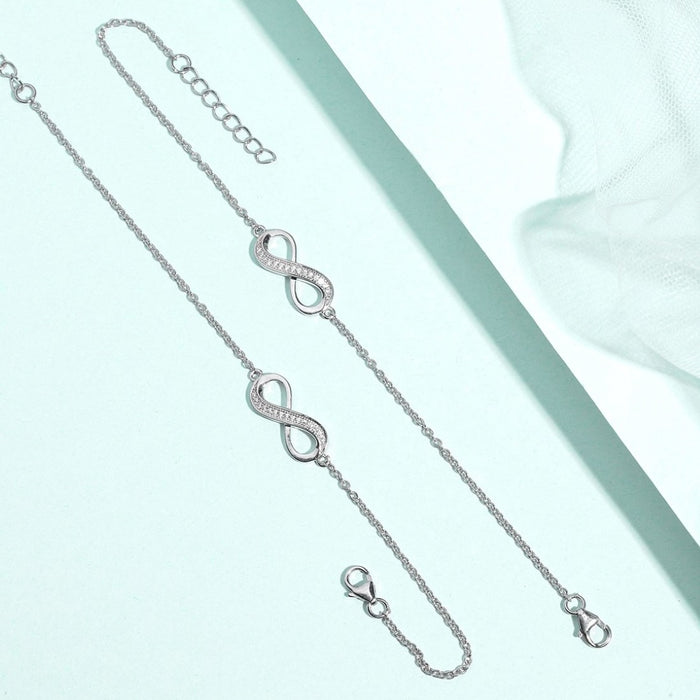 Infinity Reflections Rhodium-Plated 925 Sterling Silver Bracelet with Cubic Zirconia