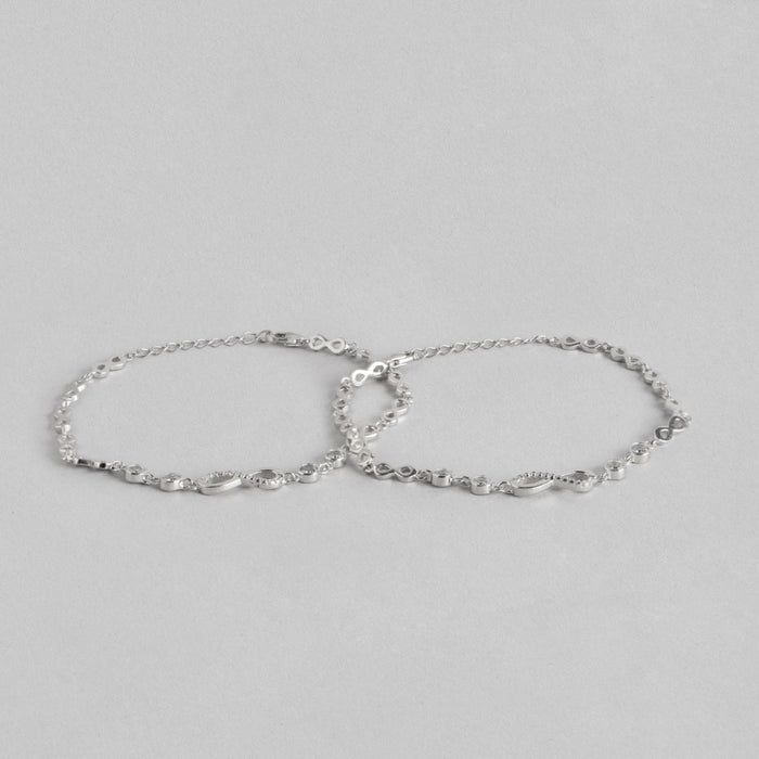 Infinity Rhodium Plated 925 Sterling Silver Bracelet Combo