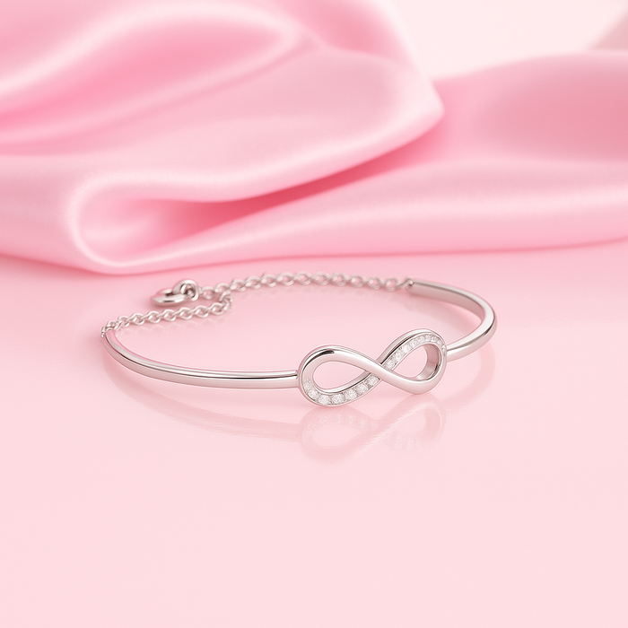 Infinity Rhodium Plated 925 Sterling Silver Bracelet