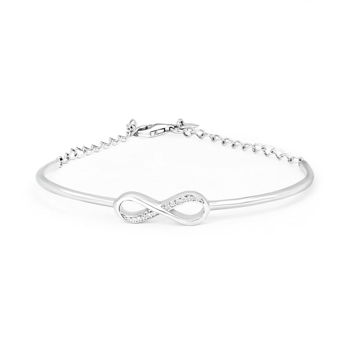 Infinity Rhodium Plated 925 Sterling Silver Bracelet