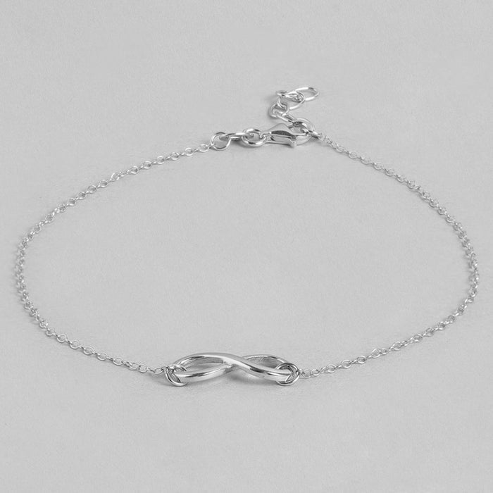 Infinity Rhodium Plated 925 Sterling Silver Chain Anklet