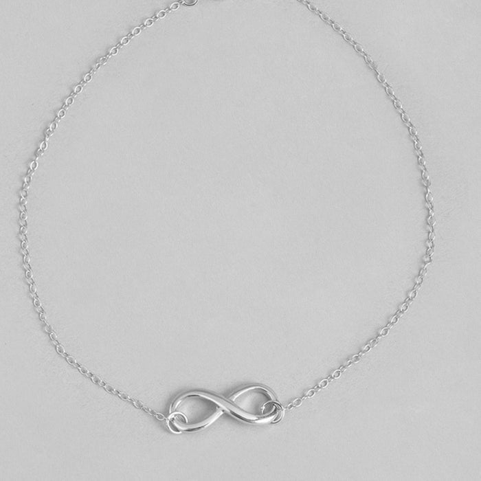 Infinity Rhodium Plated 925 Sterling Silver Chain Anklet