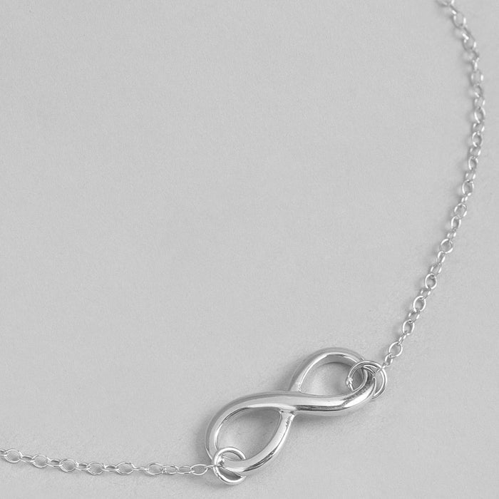Infinity Rhodium Plated 925 Sterling Silver Chain Anklet