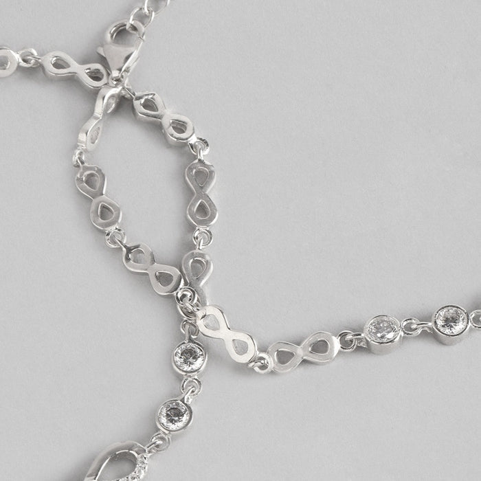 Infinity Rhodium Plated 925 Sterling Silver Combo Bracelet