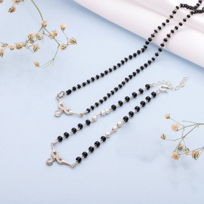Infinity Rhodium Plated 925 Sterling Silver Necklace & Bracelet Mangalsutra Combo