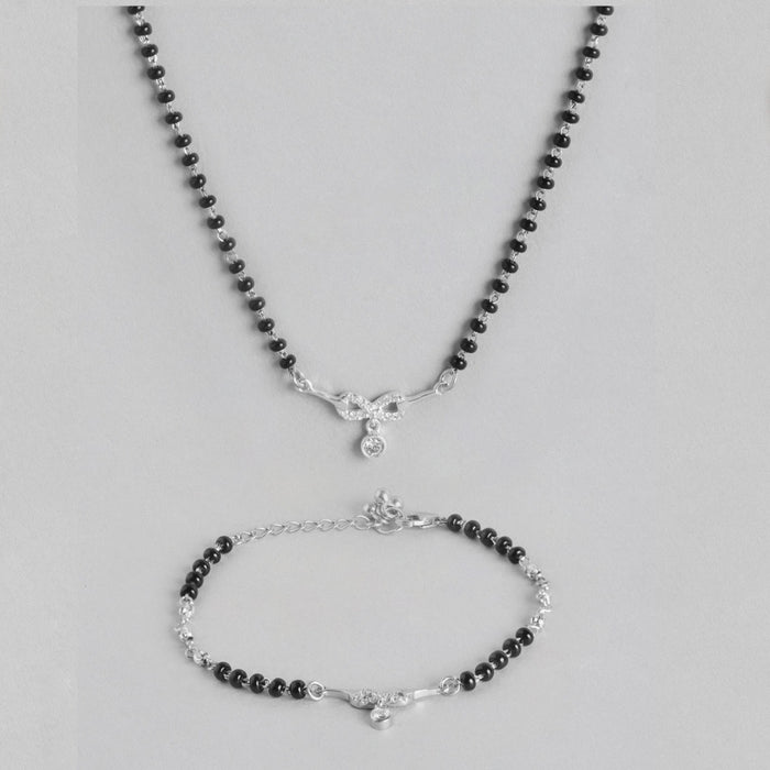Infinity Rhodium Plated 925 Sterling Silver Necklace & Bracelet Mangalsutra Combo