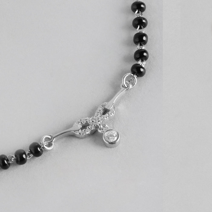 Infinity Rhodium Plated 925 Sterling Silver Necklace & Bracelet Mangalsutra Combo
