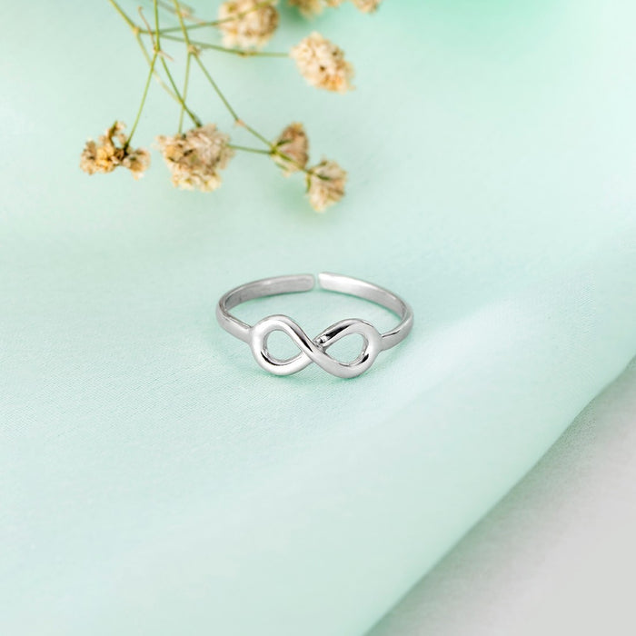 Infinity Rhodium Plated 925 Sterling Silver Ring (Adjustable)