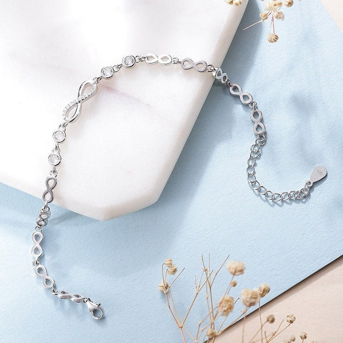 Infinity Rhodium plated CZ 925 Sterling Silver Bracelet Gift Hamper