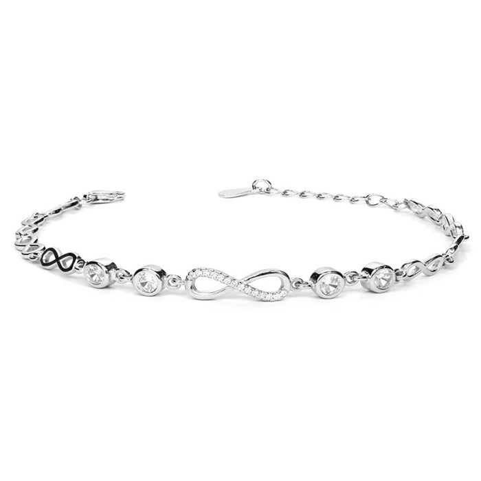 925 Sterling Silver bracelet for women with alternating infinity links and CZ stones – Zavya