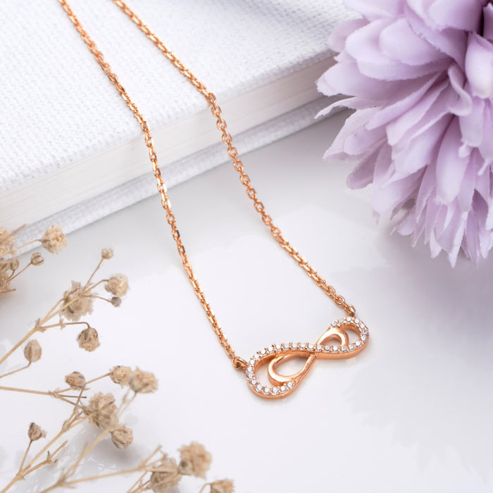 Infinity Rose Gold Plated 925 Sterling Silver Necklace