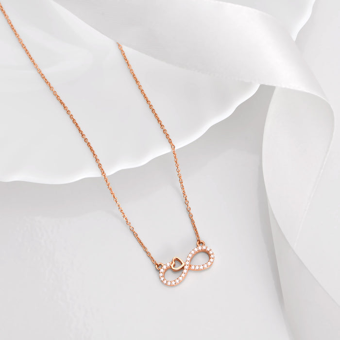 Infinity Rose Gold Plated 925 Sterling Silver Necklace