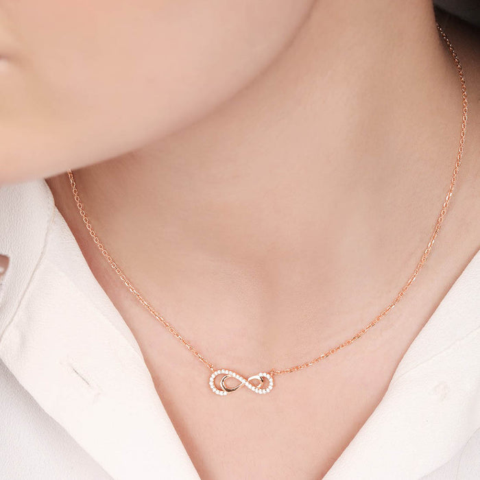 Infinity Rose Gold Plated 925 Sterling Silver Necklace