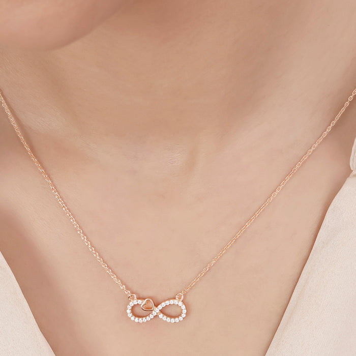 Infinity Rose Gold Plated 925 Sterling Silver Necklace