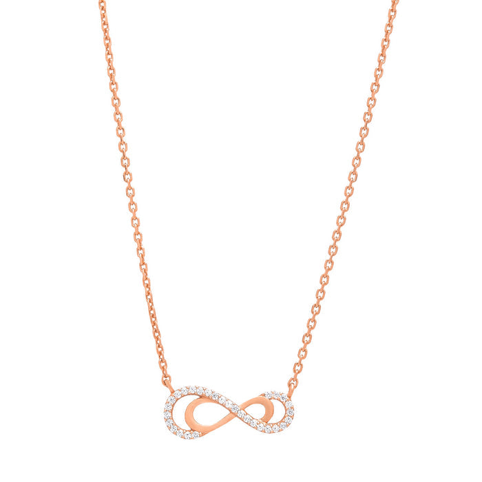 Infinity Rose Gold Plated 925 Sterling Silver Necklace