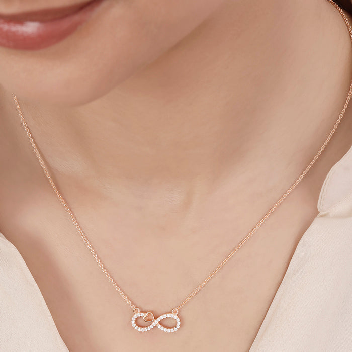 Infinity Rose Gold Plated 925 Sterling Silver Necklace