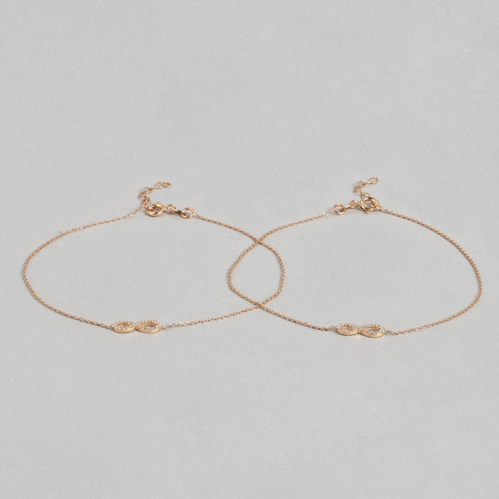 Infinity Rose Gold Plated CZ 925 Sterling Silver Anklet