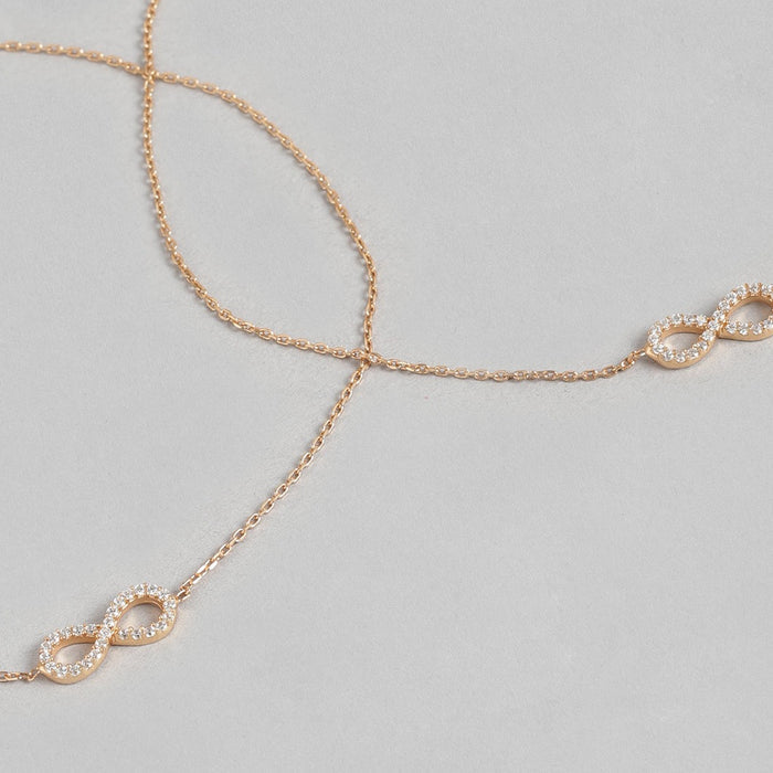Infinity Rose Gold Plated CZ 925 Sterling Silver Anklet