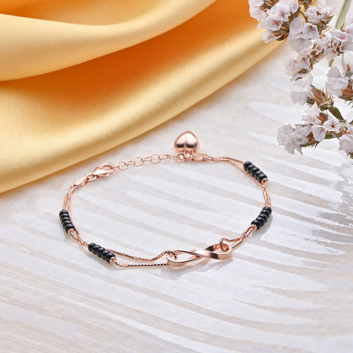 Infinity Rosegold Plated Beads 925 Sterling Silver Bracelet