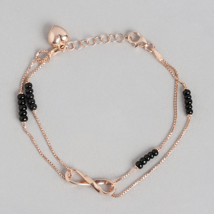 Infinity Rosegold Plated Beads 925 Sterling Silver Bracelet
