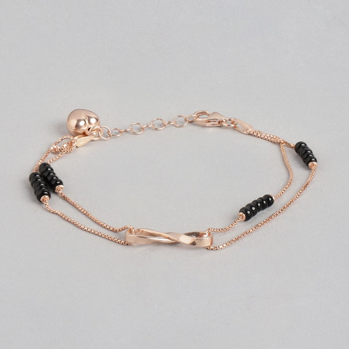 Infinity Rosegold Plated Beads 925 Sterling Silver Bracelet