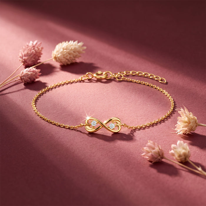 Infinity Spark Gold Plated CZ 925 Sterling Silver Bracelet