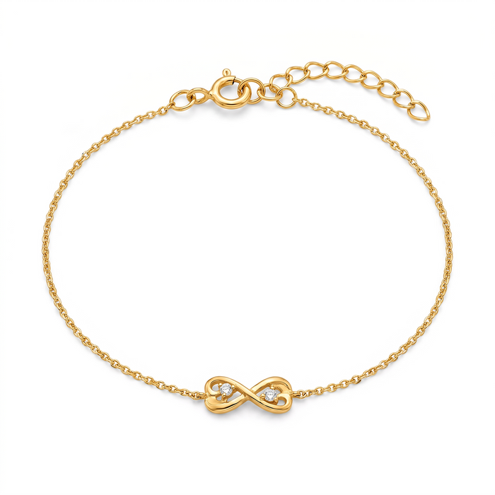 Infinity Spark Gold Plated CZ 925 Sterling Silver Bracelet