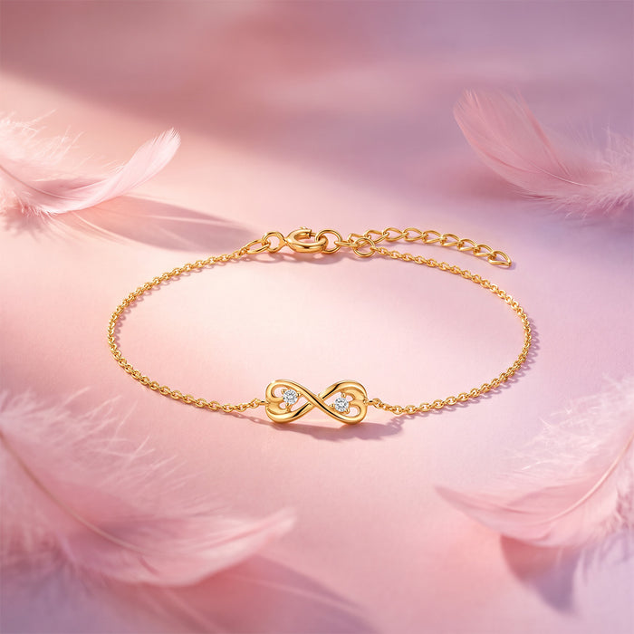 Infinity Spark Gold Plated CZ 925 Sterling Silver Bracelet