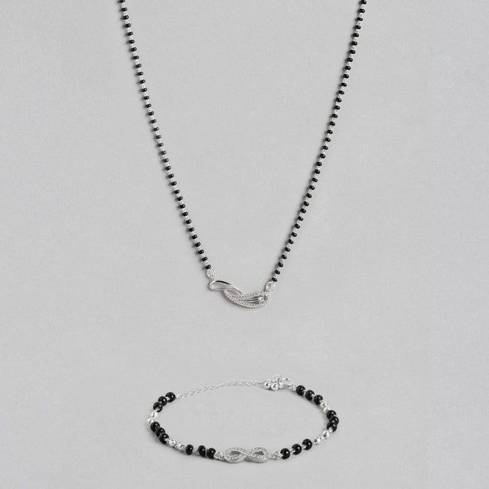 Infinity Sparkle Rhodium-Plated 925 Sterling Silver Combo Mangalsutra