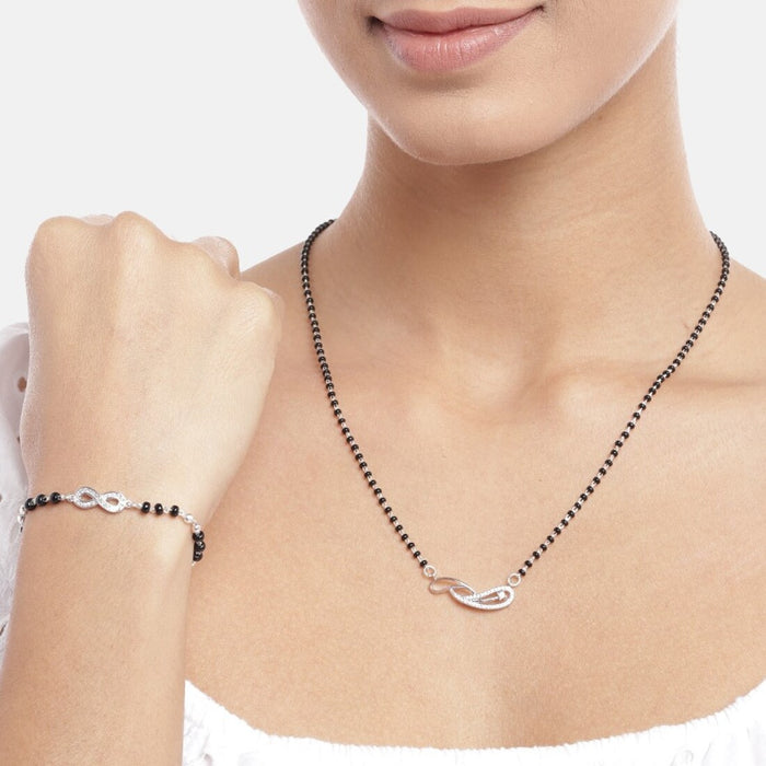 Infinity Sparkle Rhodium-Plated 925 Sterling Silver Combo Mangalsutra