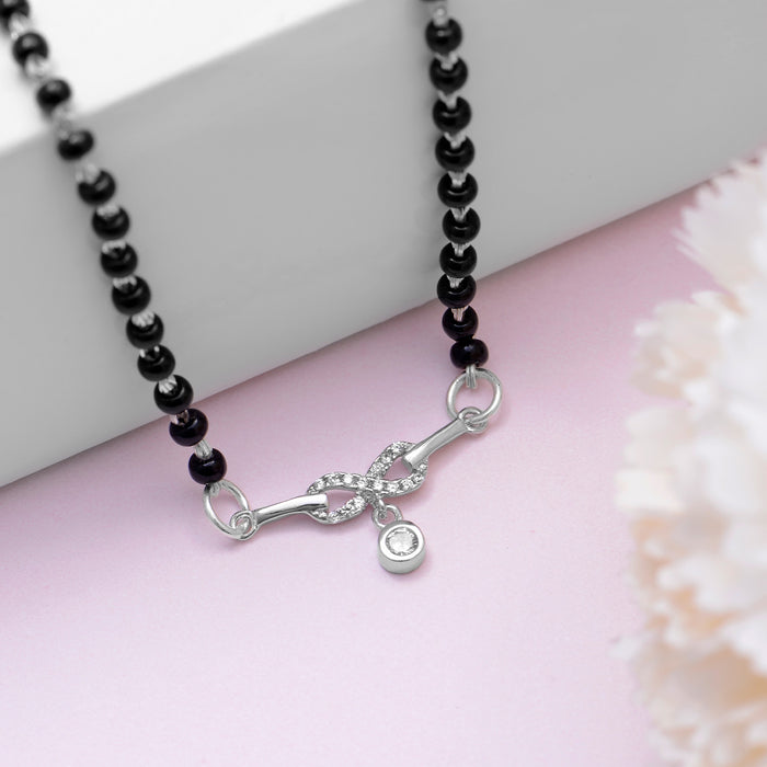 Infinity with Dangling Stone Rhodium Plated 925 Silver Mangalsutra
