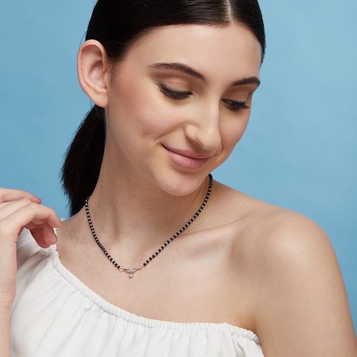 Infinity with Dangling Stone Rhodium Plated 925 Silver Mangalsutra