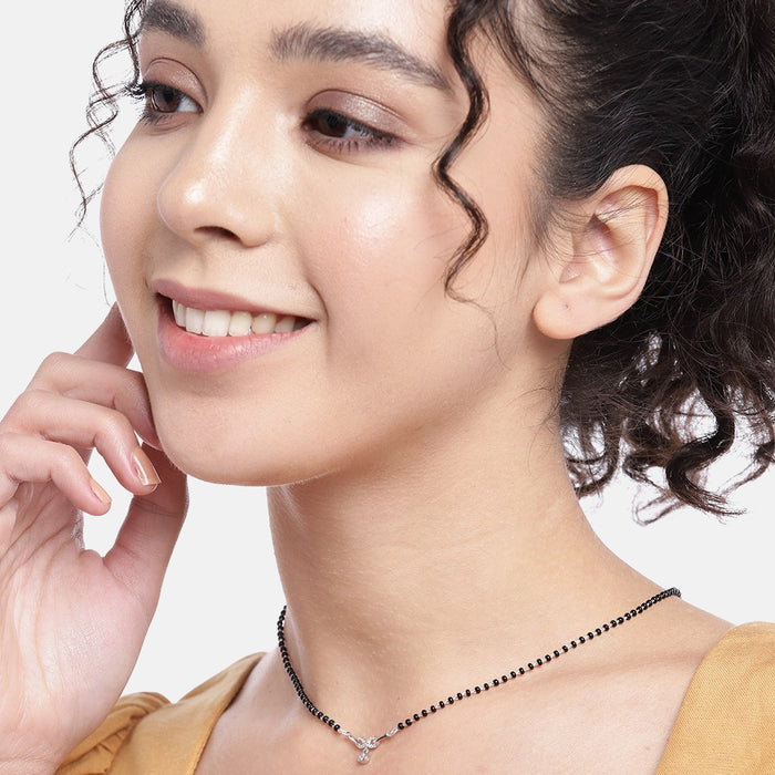 Infinity with Dangling Stone Rhodium Plated 925 Silver Mangalsutra