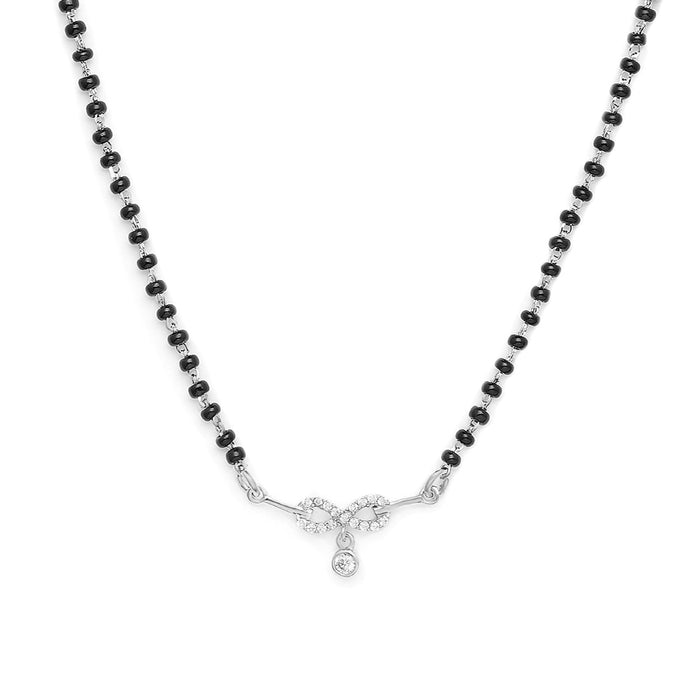 Infinity with Dangling Stone Rhodium Plated 925 Silver Mangalsutra