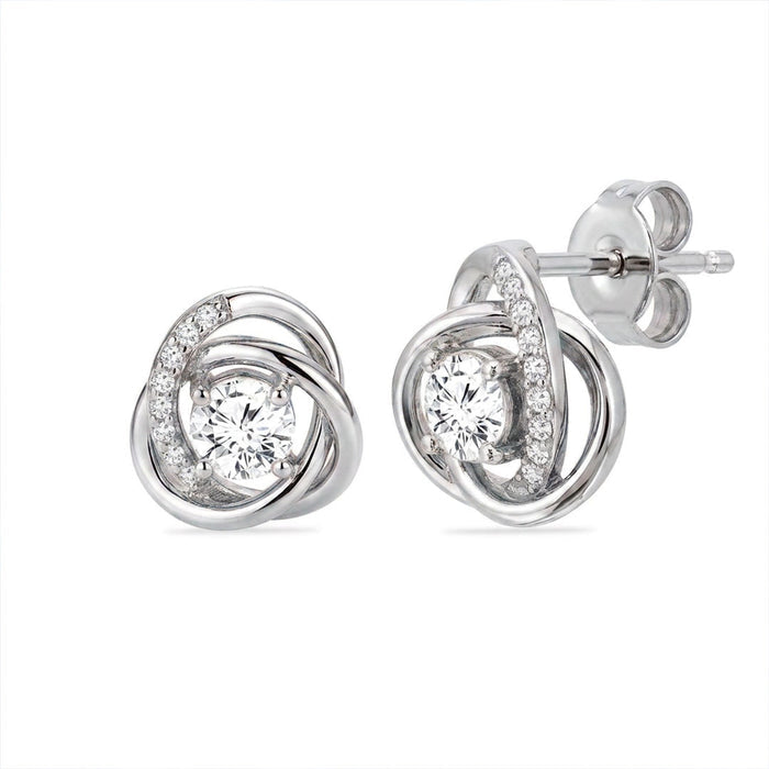 Inner Glow Rhodium Plated 925 Silver Stud Earrings