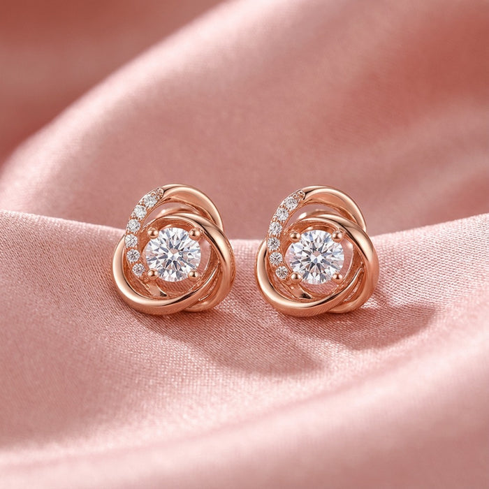 925 Sterling Silver Inner Glow Rose Gold Silver Stud Earrings for Women – Zavya
