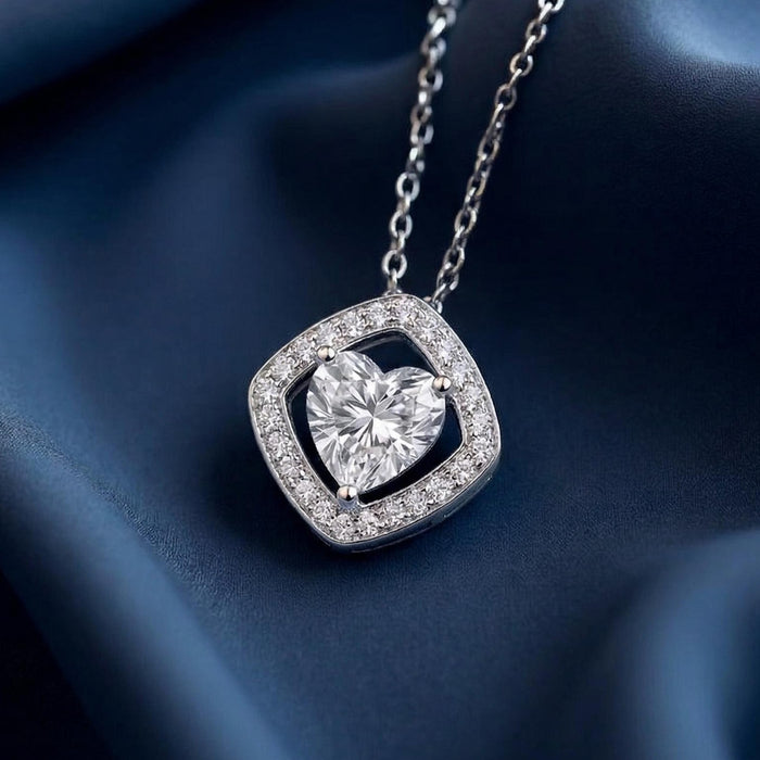 Inner Glow Solitaire Rhodium Plated 925 Silver Necklace