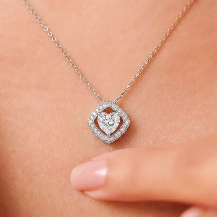 Inner Glow Solitaire Rhodium Plated 925 Silver Necklace